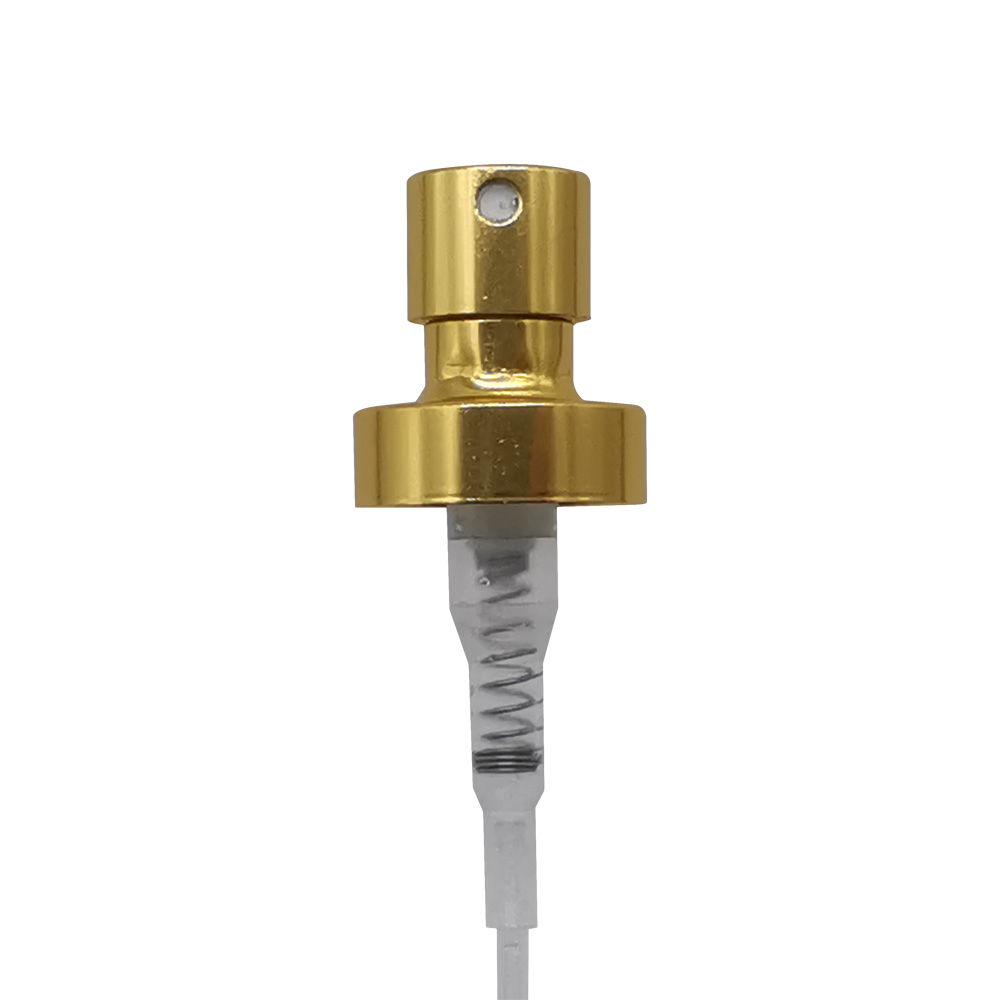 Gold 20mm 0.12cc discharge crimp sprayer pum for glass bottle